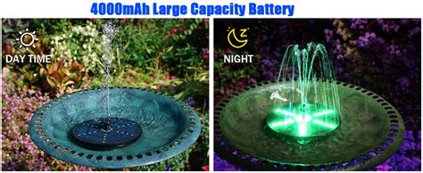 Szmp Solar Fountain 4w Bird Bath Fountains Upgraded 30led Lights Solar