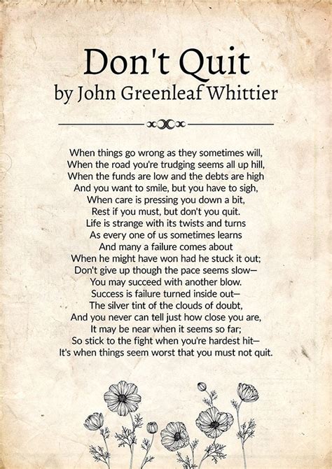 Don T Quit By John Greenleaf Whittier Don T Quit Poem Etsy Uk