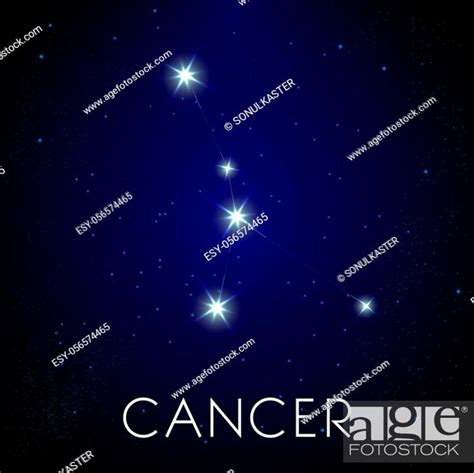 Cancer Zodiac Sign Bright Stars In Cosmos Constellation In Night Sky