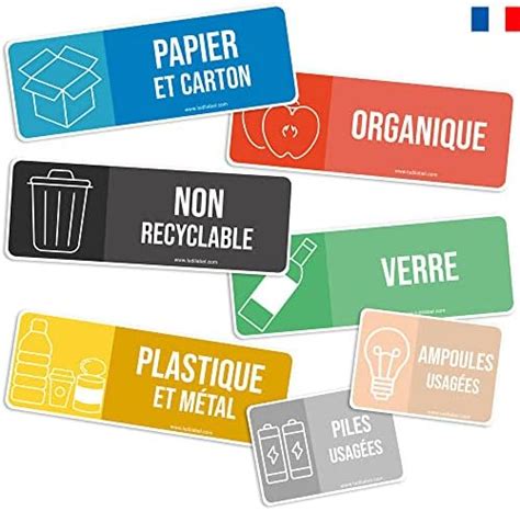 7 Étiquettes de Tri sélectif pour Poubelles Modèle Entreprise