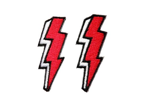 Set Of 2 Pcs Flash Lightning Bolt Patches Applique Embroidered Etsy