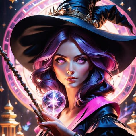 Premium AI Image | Digital art witch with pink eyes showcasing ...