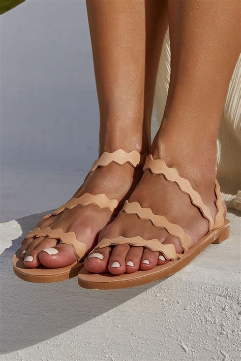 Nude Strappy Sandals Leather Greek Chic Handmades