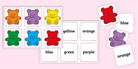 Coloured Bears Matching Cards Profesor Hizo Twinkl