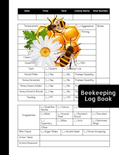 Beekeeping Log Book Beekeeping Tracking Journal And Beehive Inspection Notebook Honey Bee