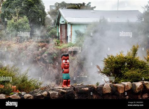 Rotorua. New Zealand. Whakarewarewa the living Maori Village Stock ...