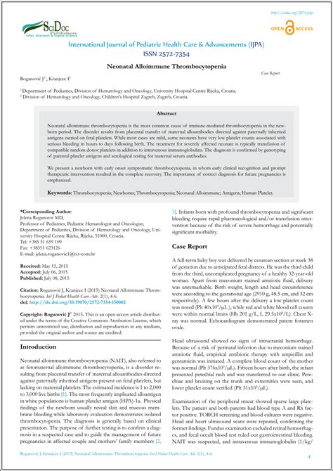 Pdf Neonatal Alloimmune Thrombocytopenia