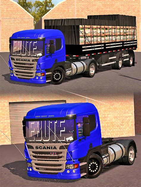 Skins Scania Pzinha Verdureira Ebute Na Carretinha Eixos Carga De