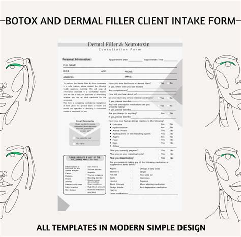 Dermal Filler Consent Forms Botulinum Toxin Consent Form Etsy