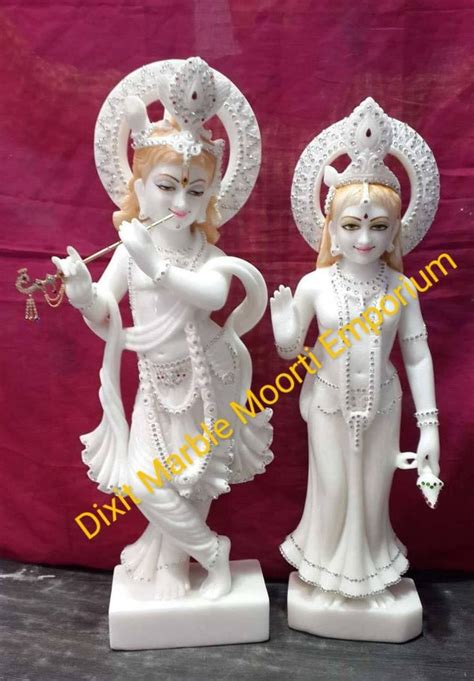 White Marble Krishna Radha Statue For Worship Size 3 5 Feet At Rs