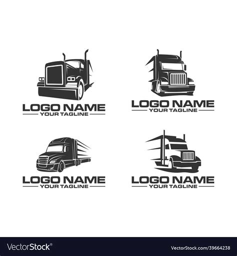 Semi Truck Logo Set Designs Template Royalty Free Vector