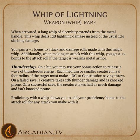 Whip of Lightning – new DnD magic item - Arcadian Media