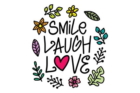 Smile Laugh Love Hand Lettering Graphic By Han Dhini · Creative Fabrica