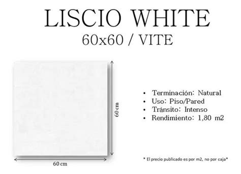 Porcelanato Vite Liscio White 60x60 Natural 1ra Calidad En Venta En