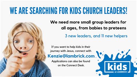 Kids Church Leaders | Volunteer at Lambrick | Lambrick Park Church