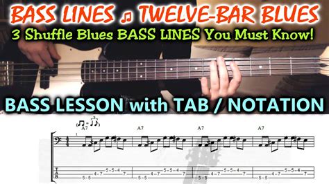 Blues Bass Riffs Lesson Tabs 3 Bass Lines In A Turnarounds