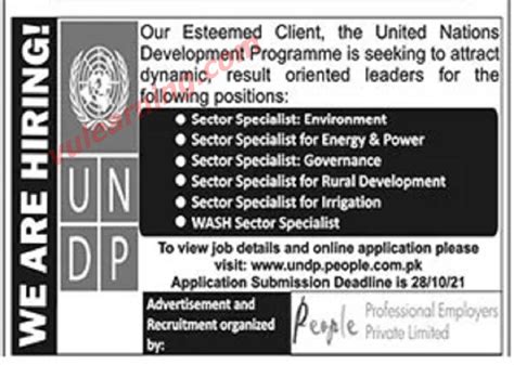 United Nations Development Programme Undp Pakistan Jobs 2021 For Sector