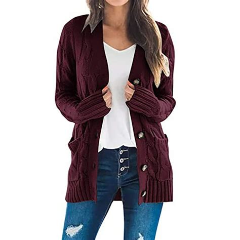 Besolor Womens Fall Winter Cardigans Button Down Open Front Sweater