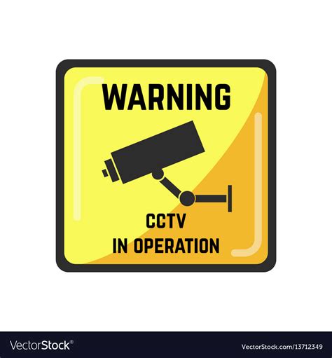 Warning Yellow Square Sign Of Cctv In Operation Vector Image