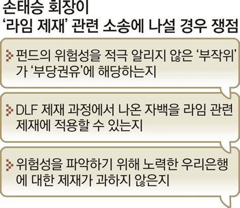 우리은행 ‘라임펀드 제재 가처분 소송 검토 손태승도 막판 고심 서울pn