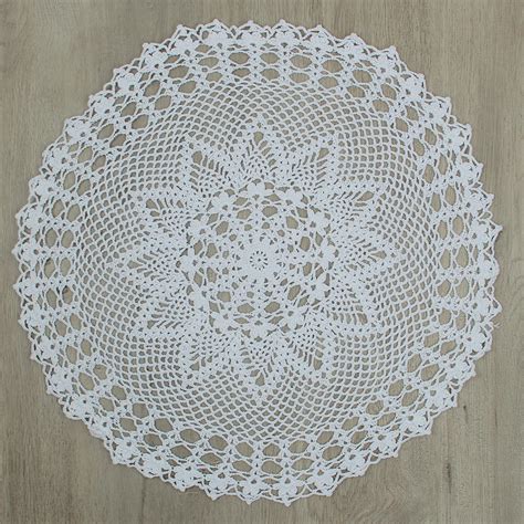 Kilofly Handmade Crochet Cotton Lace Table Sofa Doily Waterlily Beige 30 Inch