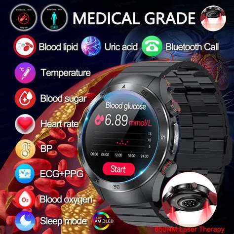 Smartwatch Laser Therapy Para Homens ECG E PPG Monitoramento De Sa De A