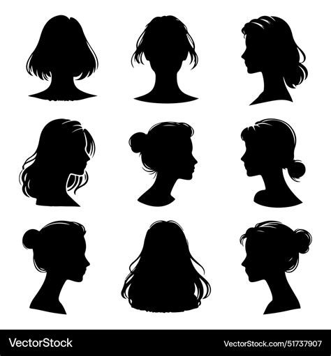 Silhouette Set Of A Person Head And Shoulders Vector Image