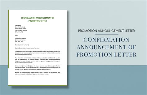 Confirmation Announcement Of Promotion Letter In Word PDF Google Docs