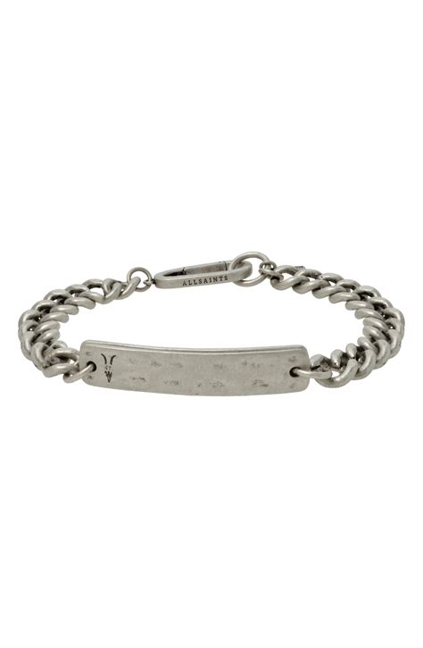 Buy All Saints Sterling Silver Id Bracelet Warm Silver At 30 Off