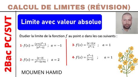 Limite Avec Valeur Absolue Exercice Corrig R Vision Pour Bac Youtube