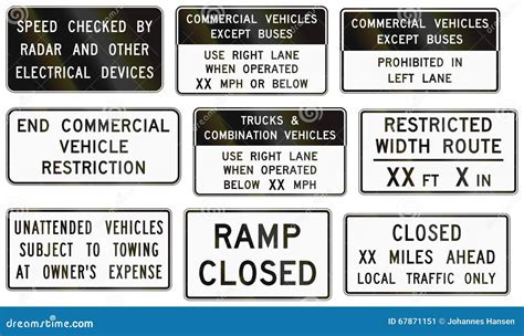 Road Signs Used In The Us State Of Virginia Stock Illustration