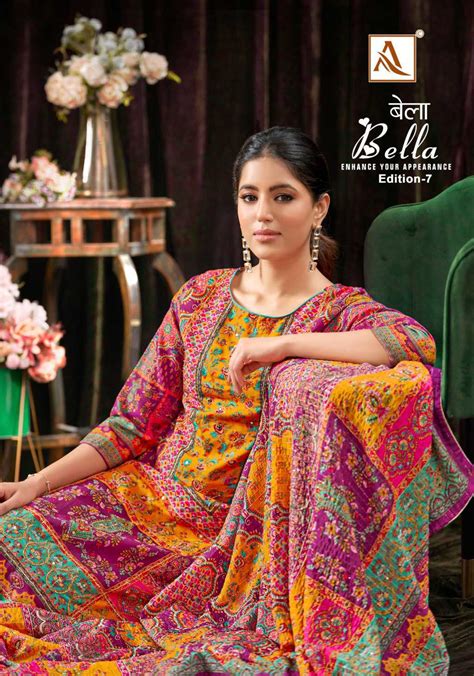 Alok Bella Vol 7 Muslin Salwar Suit Catalog 6 Pcs Suratfabric