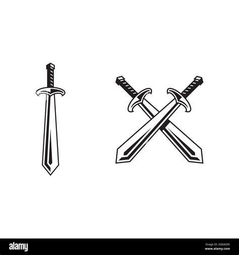 Knight Swords Isolated On White Background Swords Silhouettes Vector