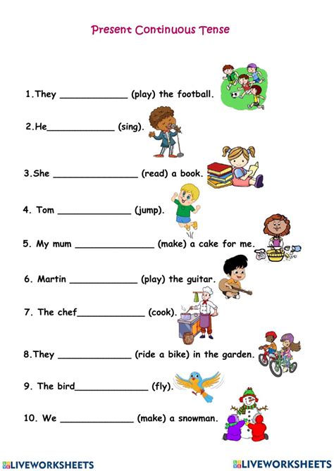 Present Continuous Tense Worksheet For Grade 6