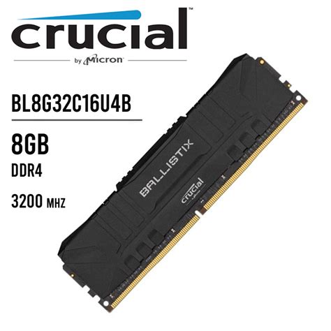 MEMORIA RAM CRUCIAL BALLISTIX DDR4 8GB/3200 - BL8G32C16U4B NEGRO - SMARTECH