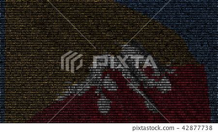 Waving Flag Of Bhutan Made Of Text Symbols On A Stock Illustration