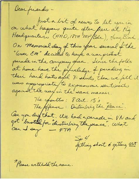 Letters of Soldier Dissent from the Vietnam War - History Workshop