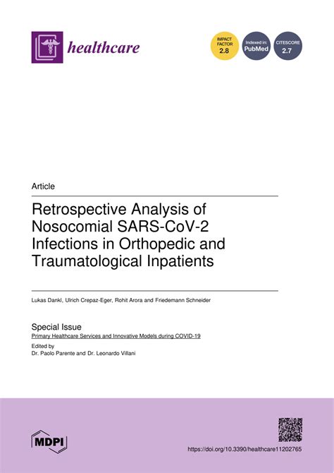 PDF Retrospective Analysis Of Nosocomial SARS CoV 2 Infections In