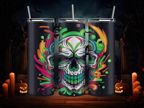 Skull Popart Tumbler Wrap Sublimation Graphic By Emikoworkstudio