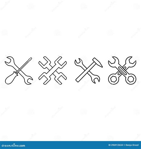 Repair Icon Vector Set Service Center Symbol Fix Illustration Sign