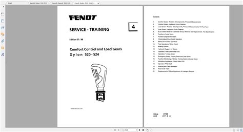 Fendt Tractor Xylon VIN 520 524 Operation Manual Workshop Manual EN