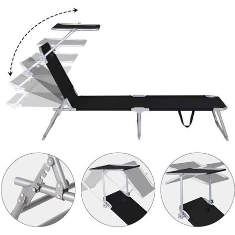 Chaise Longue Bain De Soleil Avec Pare Soleil Transat Pliable Avec