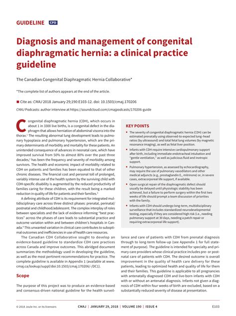 PDF Diagnosis And Management Of Congenital Diaphragmatic Hernia A