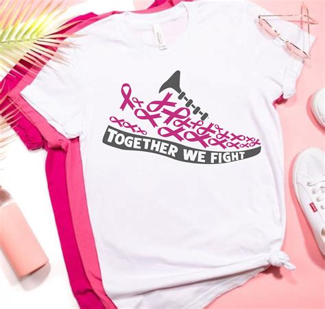 Breast Cancer T Shirt Design Together We Fight Running Shoes Etsy