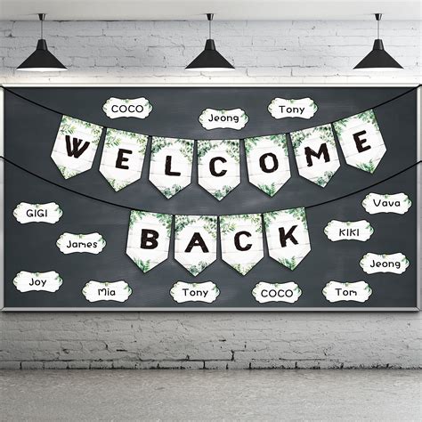 Buy Welcome Back Banner for Classroom Decorations, Eucalyptus Welcome Bulletin Board Sign ...