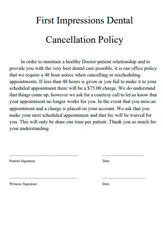 Sample Cancellation Policy 20 IN PDF