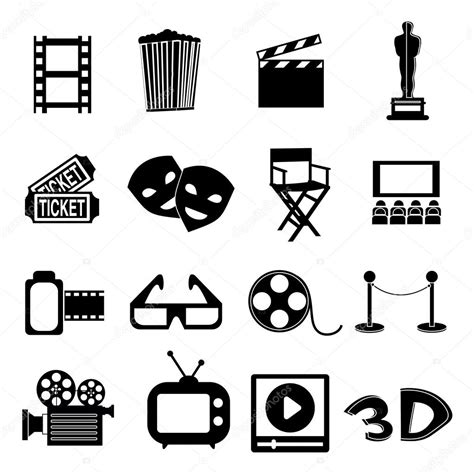 Conjunto De Iconos De Cine Vector De Stock De Sdp Creations