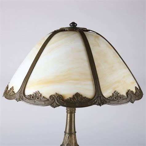 Antique Art Nouveau Salem Brothers Dual Light Slag Glass Table Lamp Circa 1920 At 1stdibs