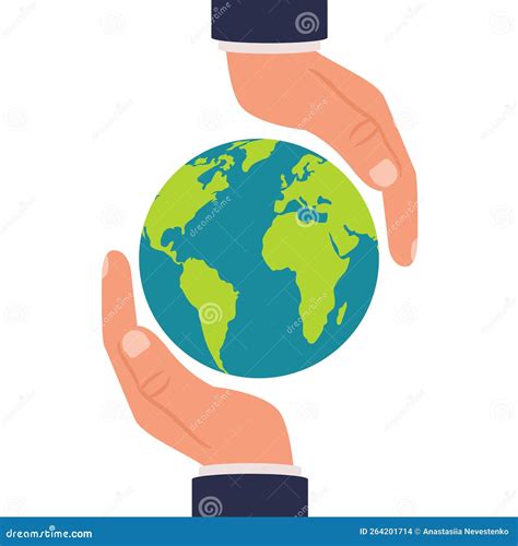 Human Hands Holding Globe Planet In Hands Man Vector Flat Stock