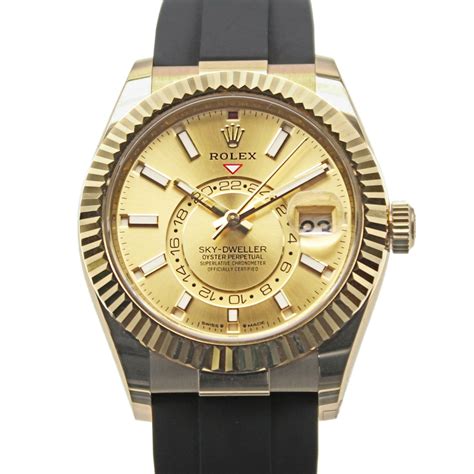 Rolex Skydweller Yellow Gold Champagne Dial Oysterflex Luxury